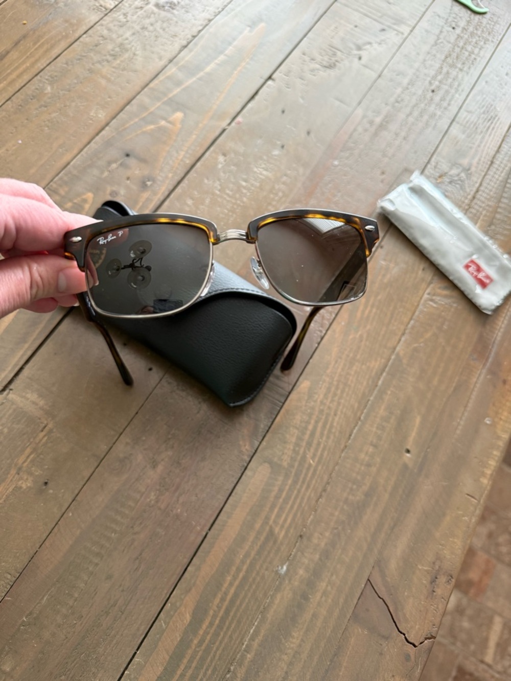 Ray-Ban Clubmaster Sunglasses Tortoise Frame with Brown Lenses, Polarized